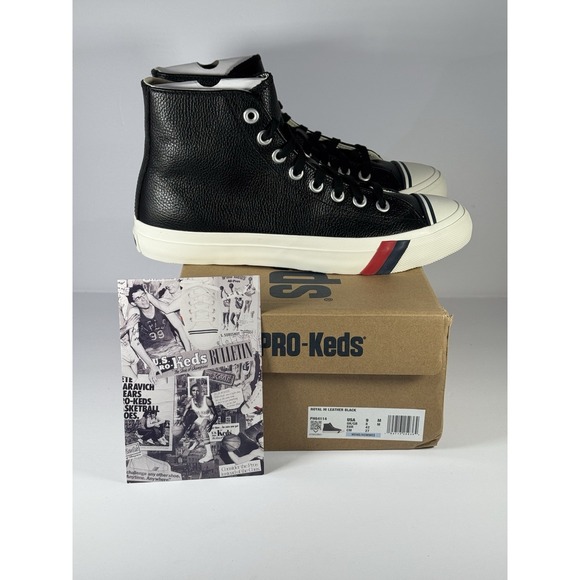 PRO-Keds Royal Hi Leather Black Sneakers PH64114 Men's US 9 NWB Retro Classic - Picture 1 of 9